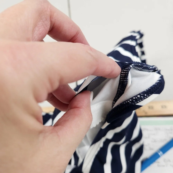 LOFT Beach Blue & White Plunge One Piece Swimsuit Size Small NEW - Picture 6 of 13